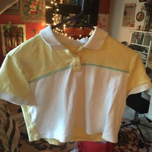 yellow and white crop top